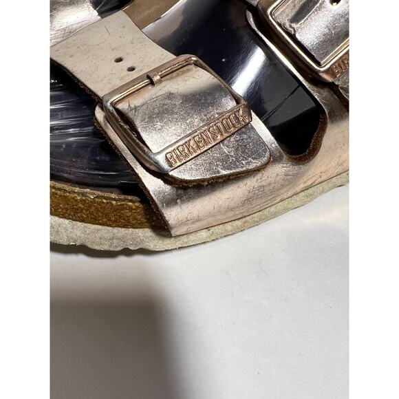 Birkenstock Metallic Copper Leather Arizona Adjust Sandal 38 Reg-Nar 7-7.5 - Picture 2 of 11